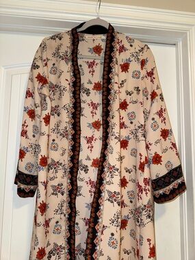 Chelsea & Violet Cream Floral Tunic with Red and Black Trim